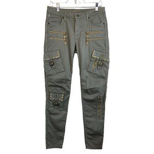 $435 Womens Robins Jeans Cargo Pants Wings Embellished Skinny Stretch Sz 27 6758